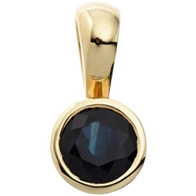 Kleiner Anhänger Safir Saphir blau 333 Gold Gelbgold Saphiranhänger schlicht Kleiner Anhänger Safir Saphir blau 333 Gold Gelbgold Saphiranhänger schlicht