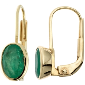 Ohrringe Ohrhänger Boutons Smaragd grün oval 333 Gold Gelbgold schlicht Ohrringe Ohrhänger Boutons Smaragd grün oval 333 Gold Gelbgold schlicht