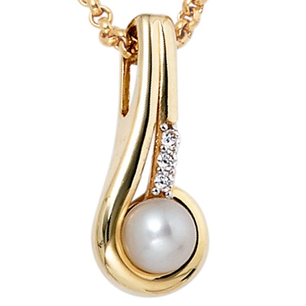 Anhänger Süßwasser Perle Zirkonia 333 Gold