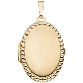 Medaillon Amulett Anhänger zum Öffnen 333 Gold Gelbgold teilmattiert