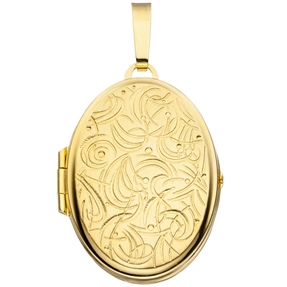 Medaillon Anhänger zum Öffnen 333 Gold Gelbgold Oberfläche eingraviert