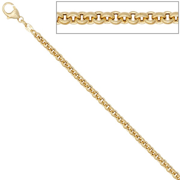 3,4mm Erbskette aus 585 Gelbgold 80cm