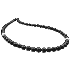 Kette Halskette aus echtem Onyx & 925 Silber schwarz asymmetrisch Damen