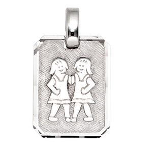Anhänger Sternzeichen Zwilling aus 925 Silber teilmattiert Horoskop
