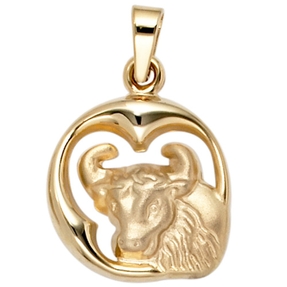 Anhänger Sternzeichen Stier 375 Gold Gelbgold teilmattiert Horoskop