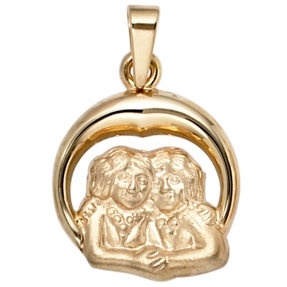 Anhänger Sternzeichen Zwilling 375 Gold Gelbgold teilmattiert Horoskop