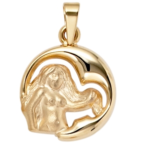 Anhänger Sternzeichen Jungfrau 375 Gold Gelbgold teilmattiert Horoskop Anhänger Sternzeichen Jungfrau 375 Gold Gelbgold teilmattiert Horoskop