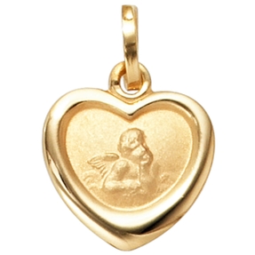 Anhänger Herzanhänger mit Engel Schutzengel 333 Gold Gelbgold teilmatt