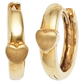 Paar Ohrringe Creolen 13,7x4mm Herz Herzen Ohrschmuck aus 333 Gold Gelbgold