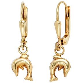 Ohrringe Ohrhänger Boutons Delfin springende Delfine 333 Gold Gelbgold Ohrringe Ohrhänger Boutons Delfin springende Delfine 333 Gold Gelbgold