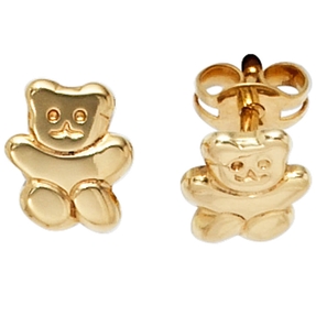 Stud Earrings Teddy Bear 333 Yellow Gold Ear Jewelry Stud Earrings Teddy Bear 333 Yellow Gold Ear Jewelry