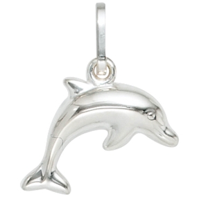 Anhänger Halsschmuck Delfin aus 925 Silber Sterlingsilber rhodiniert