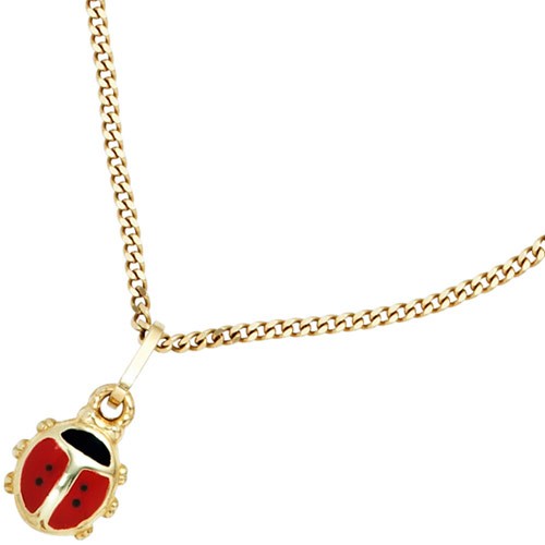 Anhänger Marienkäfer rot schwarz 333 Gelbgold