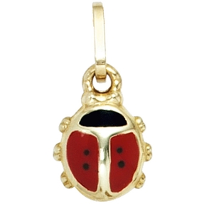 Anhänger Marienkäfer rot schwarz 333 Gold Gelbgold Halsschmuck Anhänger Marienkäfer rot schwarz 333 Gold Gelbgold Halsschmuck