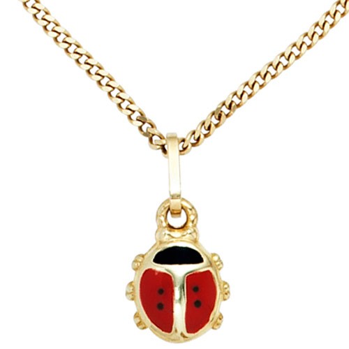Anhänger Marienkäfer rot schwarz 333 Gelbgold
