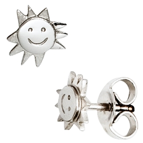 Ohrstecker Stecker Ohrringe Ohrschmuck Sonne 925 Silber teilmattiert