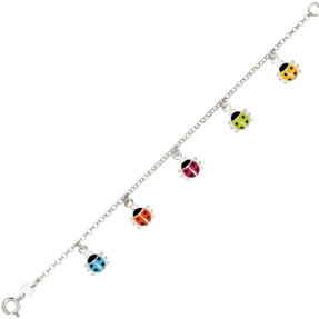 Armband Armschmuck Marienkäfer aus 925 Silber bunte Glassteine 16 cm