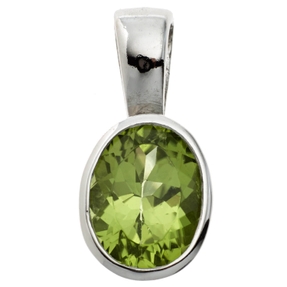 Anhänger mit echtem Peridot grün & 925 Silber oval Halsschmuck Damen