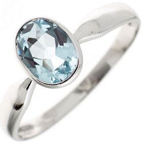 Ring Damenring mit Topas Blautopas 925 Silber Sterlingsilber oval