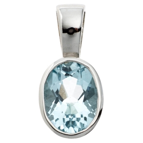Anhänger mit Topas Blautopas 925 Silber Sterlingsilber oval Halsschmuck