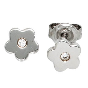 Ohrstecker Stecker Blumen Bluten 925 Silber Ohrschmuck mit Zirkonia
