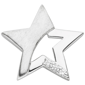 Anhänger Halsschmuck Stern mit Zirkonia 925 Silber modern Damen
