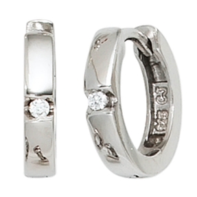 Ohrringe Ohrschmuck Creolen 12,2mm 925 Silber rhodiniert Zirkonia weiß Ohrringe Ohrschmuck Creolen 12,2mm 925 Silber rhodiniert Zirkonia weiß