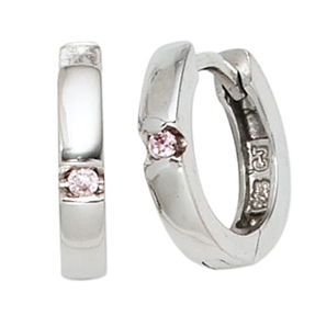 Ohrringe Ohrschmuck Creolen 12,2mm 925 Silber rhodiniert Zirkonia rose Ohrringe Ohrschmuck Creolen 12,2mm 925 Silber rhodiniert Zirkonia rose
