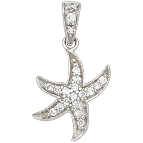 Anhänger Seestern aus 925 Silber rhodiniert mit Zirkonia Halsschmuck Anhänger Seestern aus 925 Silber rhodiniert mit Zirkonia Halsschmuck