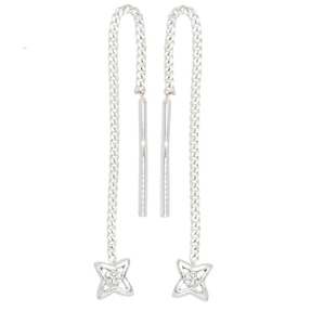 Durchzieher Ohrhänger Stern aus 925 Silber Ohrschmuck mit Zirkonia