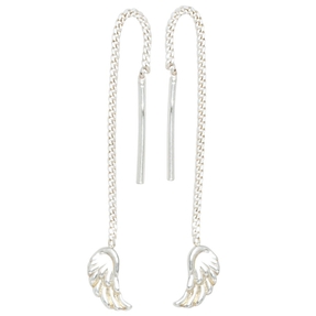 Durchzieher Ohrhänger Flügel aus 925 Silber Sterlingsilber Ohrschmuck