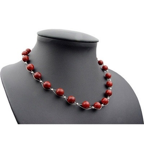 Kette Collier aus Koralle Schaumkoralle rot-brun glatt Korallenkette Damen Ø10mm