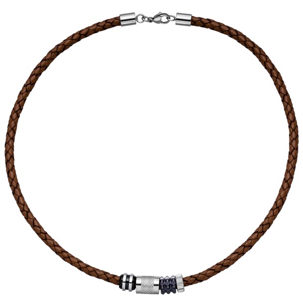 9.1mm Collier Leder braun und Edelstahl 45cm