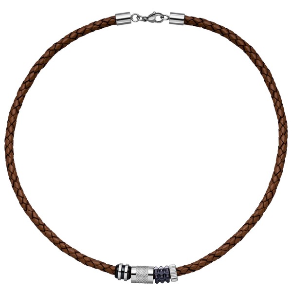 9.1mm Collier Leder braun und Edelstahl 45cm