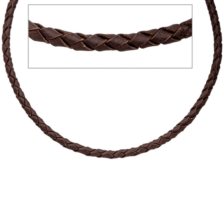 4,1mm Lederkette braun 925 Silber 60cm