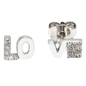 Ohrstecker Stecker Ohrringe Love aus 925 Silber mit Zirkonia Ohrschmuck