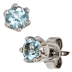 Ohrstecker Stecker mit Blautopas hellblau 925 Silber rhodiniert Damen