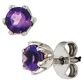 Ohrstecker Stecker Amethyst lila violett 925 Silber rhodiniert Damen