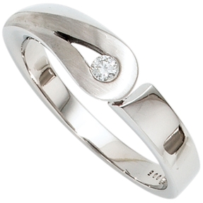 Ring Damenring mit Diamant Brillant 925 Silber rhodiniert teilmattiert Ring Damenring mit Diamant Brillant 925 Silber rhodiniert teilmattiert