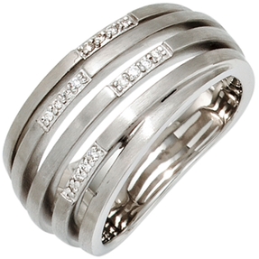 Ring Damenring mit 16 Diamanten Brillanten 925 Silber mattiert Damen