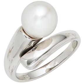Ring Damenring Süßwasser Perle & Zirkonia weiß 925 Silber Perlenring