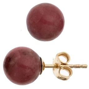Ohrstecker Stecker mit Rhodonit Kugel 8mm rot braun 333 Gold Gelbgold