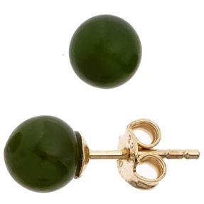 Ohrstecker Stecker mit Jade Kugel 6,4mm dunkelgrün 333 Gold Gelbgold Ohrstecker Stecker mit Jade Kugel 6,4mm dunkelgrün 333 Gold Gelbgold