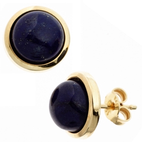 Ohrstecker Stecker Ohrschmuck Lapis Lazuli 585 Gold Gelbgold rund blau