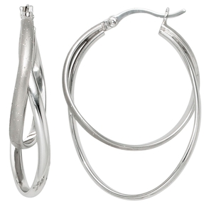 Ohrringe Creolen 35,7mm 925 Silber mattiert Ohrschmuck Glitzereffekt Ohrringe Creolen 35,7mm 925 Silber mattiert Ohrschmuck Glitzereffekt