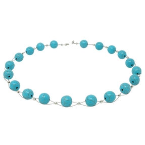Kette Collier aus Türkis-Howlith Ø12mm 48cm Türkiskette Halskette Damen