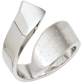 Ring Damenring 925 Silber rhodiniert teilmattiert mit Glitzereffekt