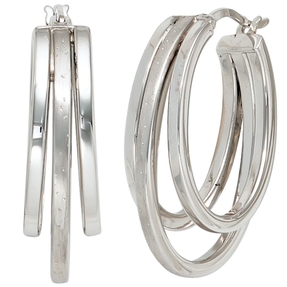 Creolen Ohrringe 28,9mm aus 925 Silber kreisförmig 3-reihig Ohrschmuck Creolen Ohrringe 28,9mm aus 925 Silber kreisförmig 3-reihig Ohrschmuck