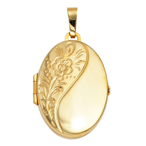Medaillon Anhänger 925 Silber vergoldet oval