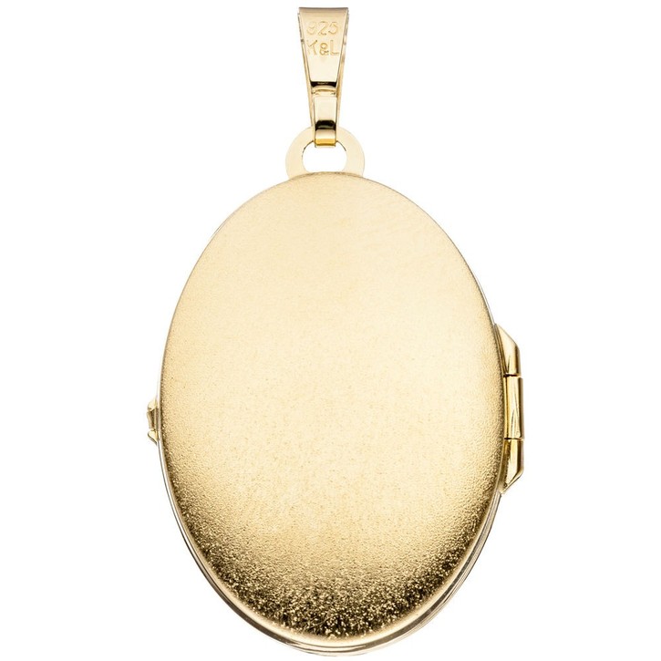 Medaillon Anhänger 925 Silber vergoldet oval